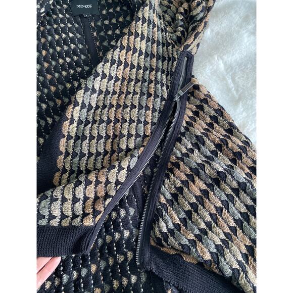 Nic & Zoe Asymmetric Side Zip Open Front Cardigan Olive Mix Sz S - Picture 9 of 11